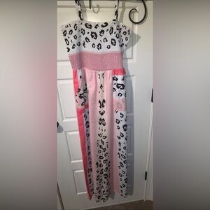 NWOT Pink and White Animal Print pants romper